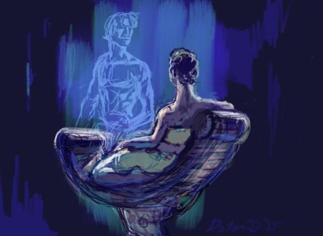 Ann peruses the ship's "casual sex roster".